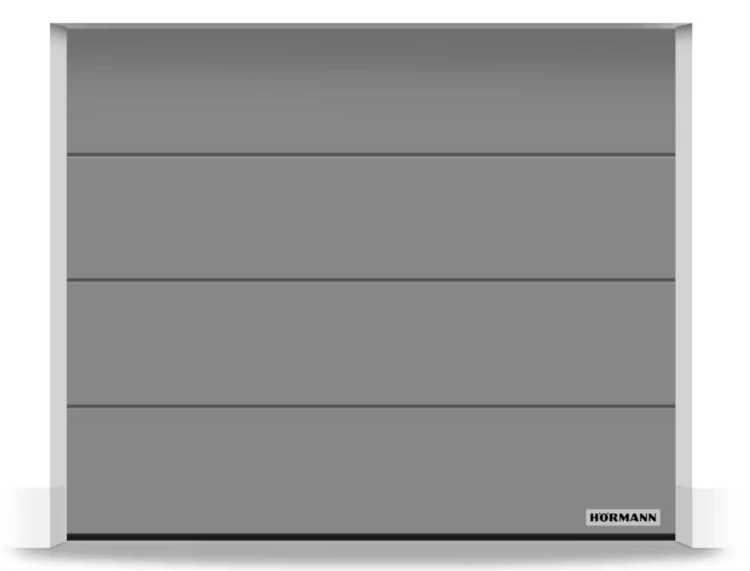 Brama Hormann Renomatic 4500x2500, Przetłoczenia L, Planar, kolor szare aluminium CH 9007 Matt deluxe + Prowadzenie N