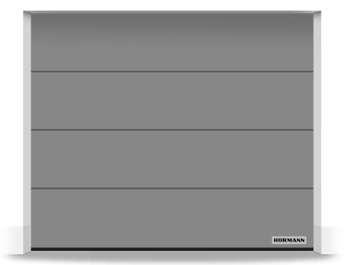Brama Hormann Renomatic 5000x2125, Przetłoczenia L, Planar, kolor szare aluminium CH 9007 Matt deluxe + Prowadzenie N