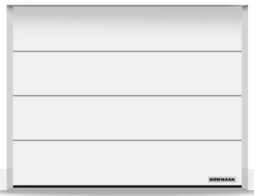 Brama Hormann Renomatic 2750x2250, Przetłoczenia L, Planar, kolor biały CH 9016 Matt deluxe + Prowadzenie Z